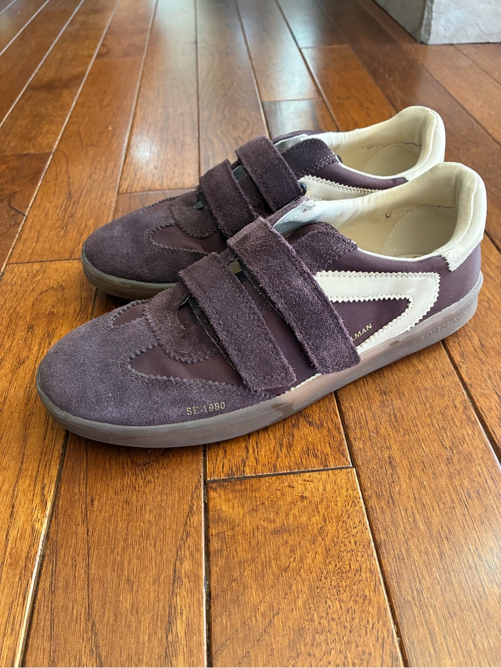 Sam Edelman Men's Suede Strap Sneakers in Plum and Cream